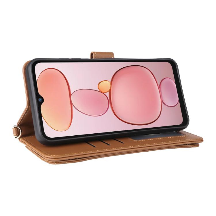 For Oukitel C3 4G 2025 Multifunctional 6-Card Slots Leather Phone Case with Wrist Strap