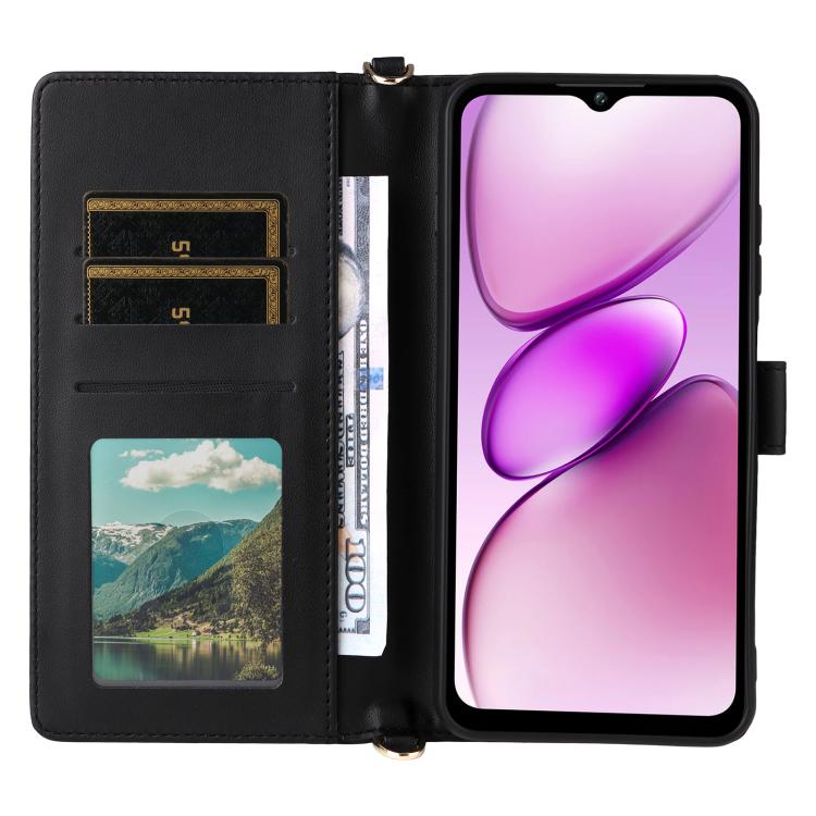 For Oukitel C5 4G 2025 Multifunctional 6-Card Slots Leather Phone Case with Wrist Strap