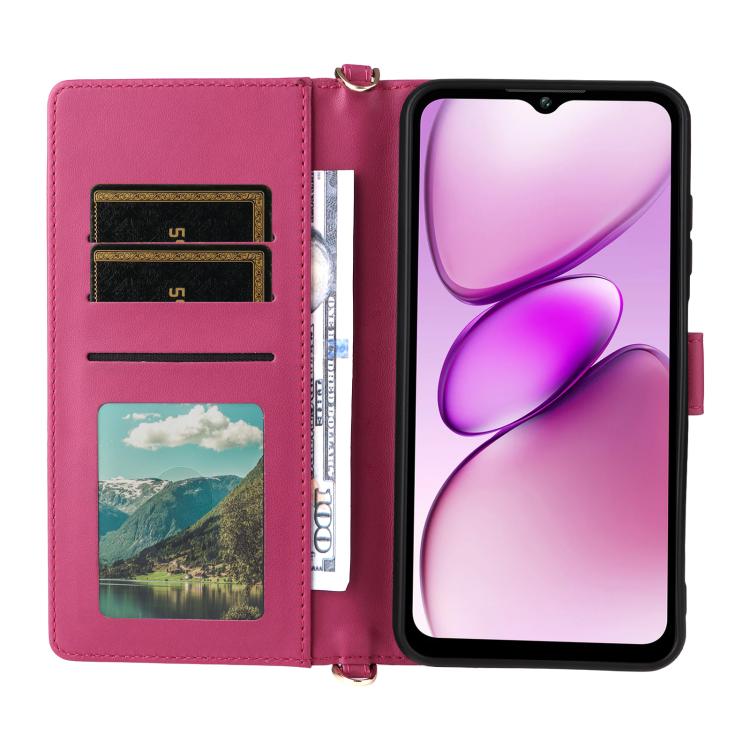 For Oukitel C5 4G 2025 Multifunctional 6-Card Slots Leather Phone Case with Wrist Strap