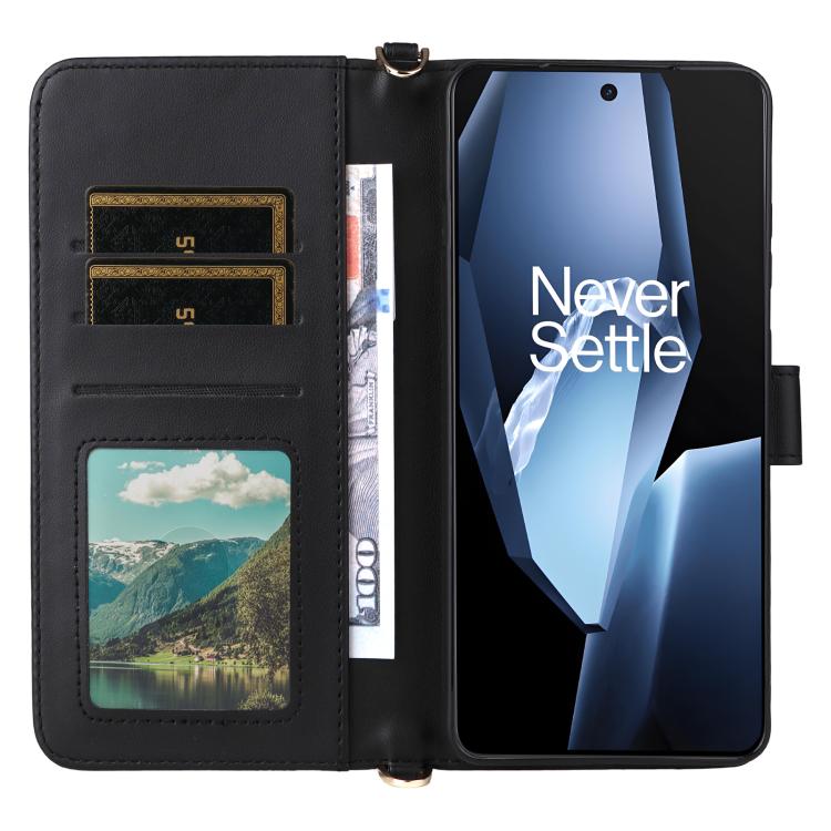 For OnePlus Ace 5 / Ace 5 Pro 5G / 13R 5G Multifunctional 6-Card Slots Leather Phone Case with Wrist Strap