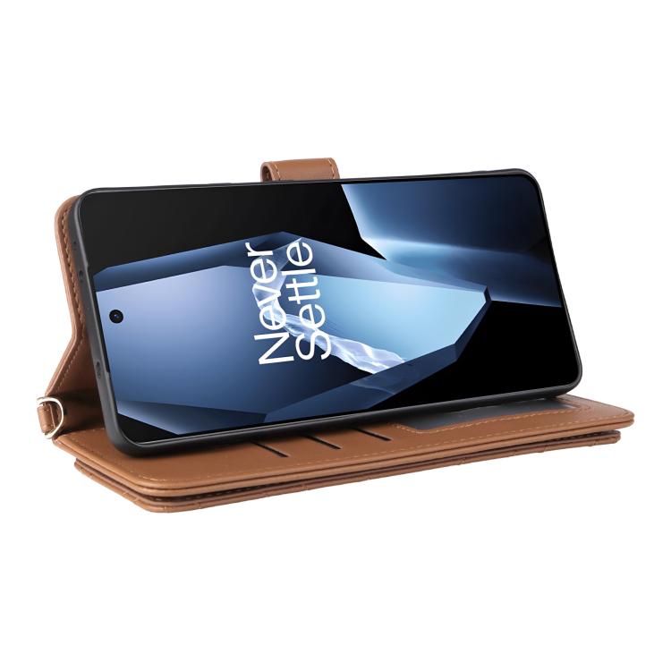 For OnePlus Ace 5 / Ace 5 Pro 5G / 13R 5G Multifunctional 6-Card Slots Leather Phone Case with Wrist Strap