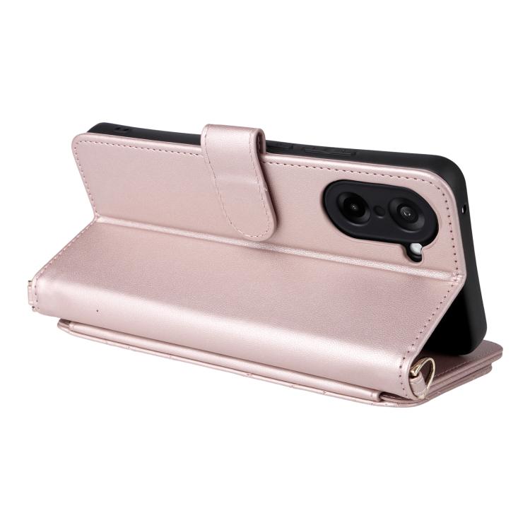 For OnePlus Nord CE5 / Ace 5 Racing 5G Multifunctional 6-Card Slots Leather Phone Case with Wrist Strap