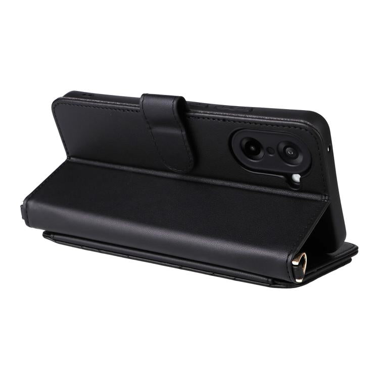 For OnePlus Nord CE5 / Ace 5 Racing 5G Multifunctional 6-Card Slots Leather Phone Case with Wrist Strap