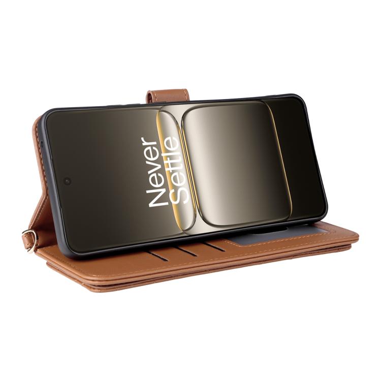 For OnePlus Nord CE5 / Ace 5 Racing 5G Multifunctional 6-Card Slots Leather Phone Case with Wrist Strap