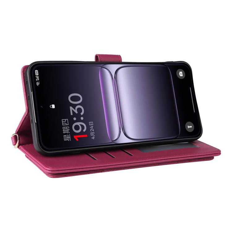 For OnePlus Nord 5 / OnePlus Ace 5 Ultra Multifunctional 6-Card Slots Leather Phone Case with Wrist Strap