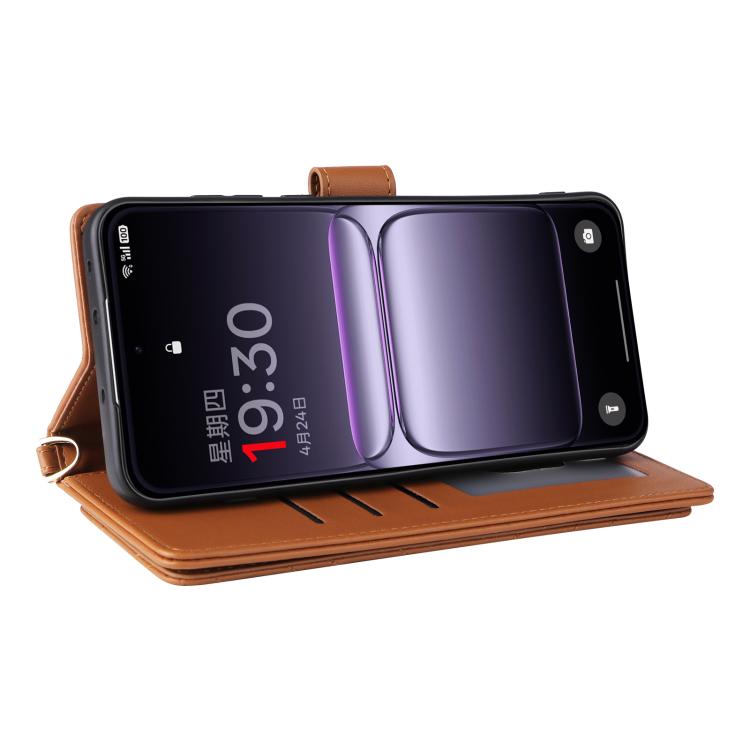 For OnePlus Nord 5 / OnePlus Ace 5 Ultra Multifunctional 6-Card Slots Leather Phone Case with Wrist Strap