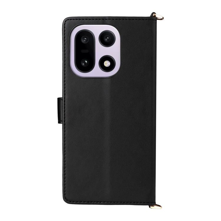 For OnePlus 15 Multifunctional 6-Card Slots Leather Phone Case with Wrist Strap