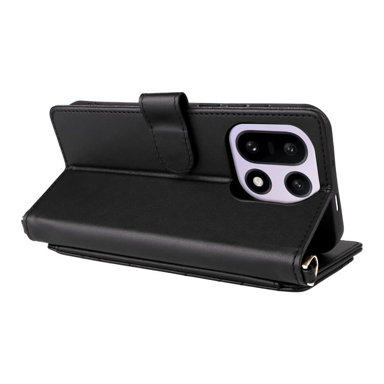 For OnePlus 15 Multifunctional 6-Card Slots Leather Phone Case with Wrist Strap