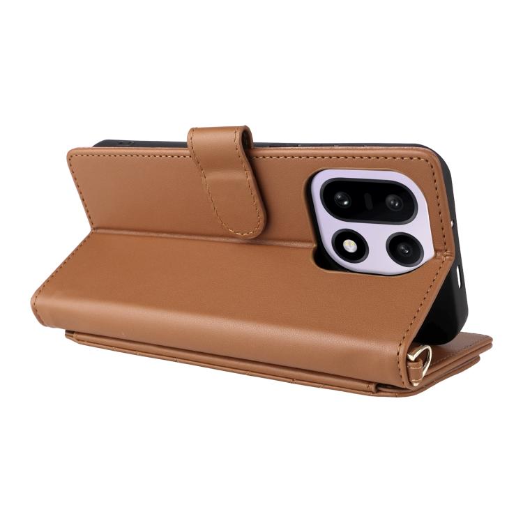 For OnePlus 15 Multifunctional 6-Card Slots Leather Phone Case with Wrist Strap