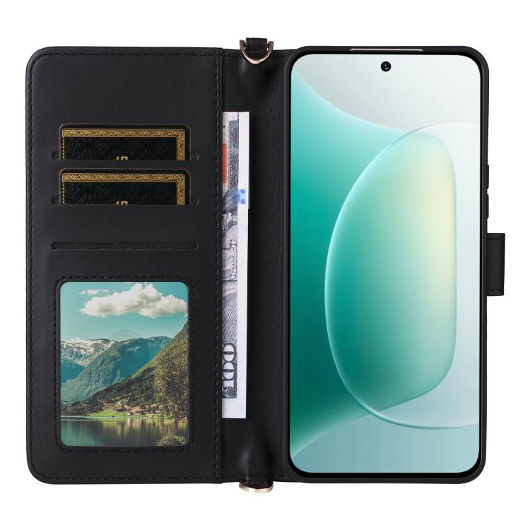 For Honor 300 5G Multifunctional 6-Card Slots Leather Phone Case with Wrist Strap
