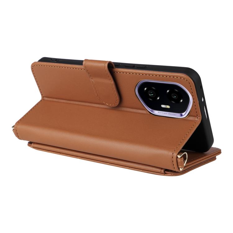 For Honor 300 5G Multifunctional 6-Card Slots Leather Phone Case with Wrist Strap