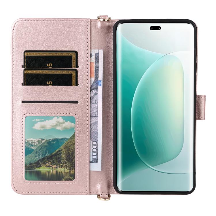 For Honor 400 Global 156.5mm Multifunctional 6-Card Slots Leather Phone Case with Wrist Strap