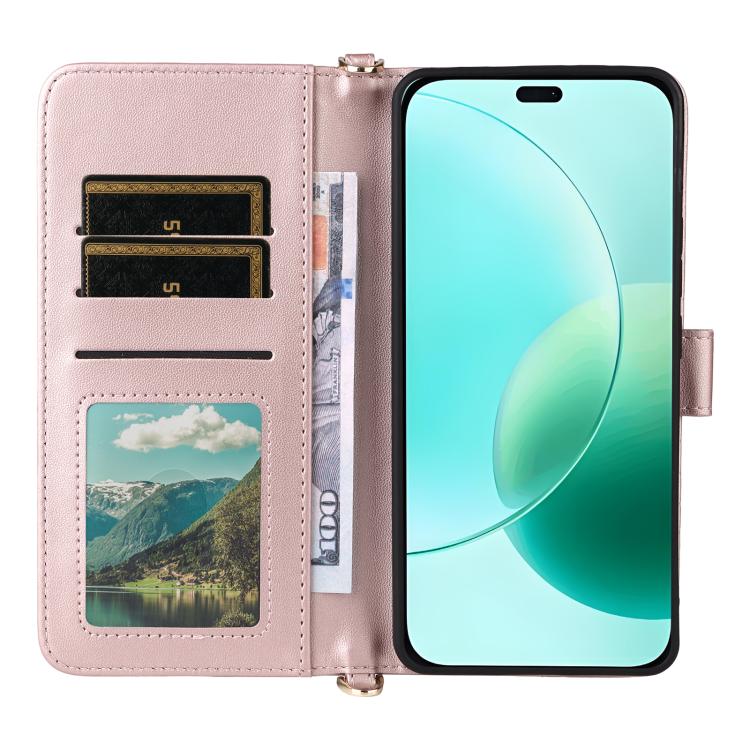 For Honor 400 Lite Global Multifunctional 6-Card Slots Leather Phone Case with Wrist Strap