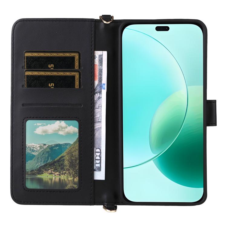 For Honor 400 Lite Global Multifunctional 6-Card Slots Leather Phone Case with Wrist Strap