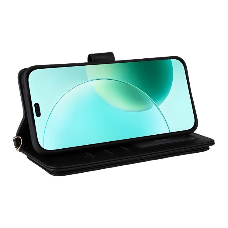 For Honor 400 Lite Global Multifunctional 6-Card Slots Leather Phone Case with Wrist Strap