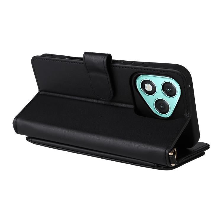 For Honor 400 Lite Global Multifunctional 6-Card Slots Leather Phone Case with Wrist Strap