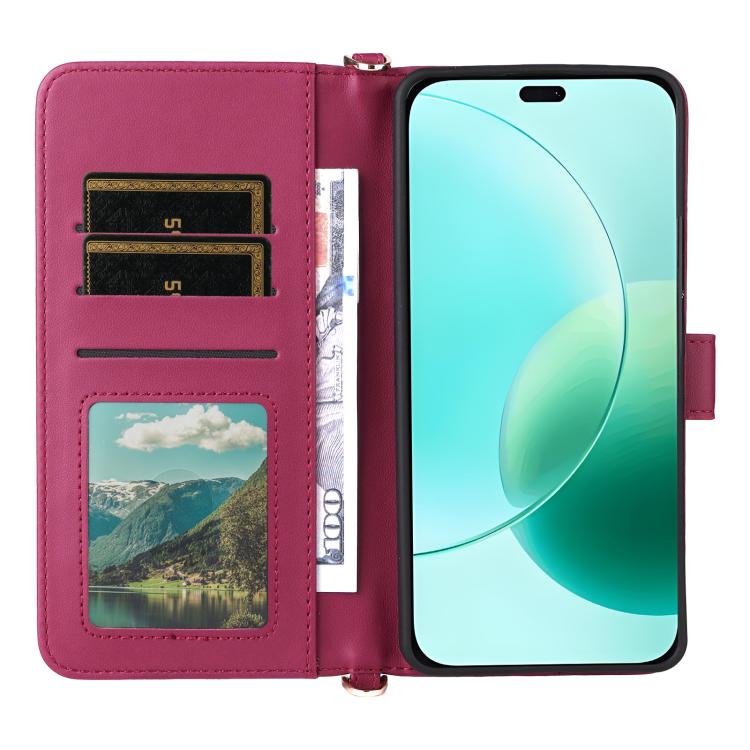 For Honor 400 Lite Global Multifunctional 6-Card Slots Leather Phone Case with Wrist Strap