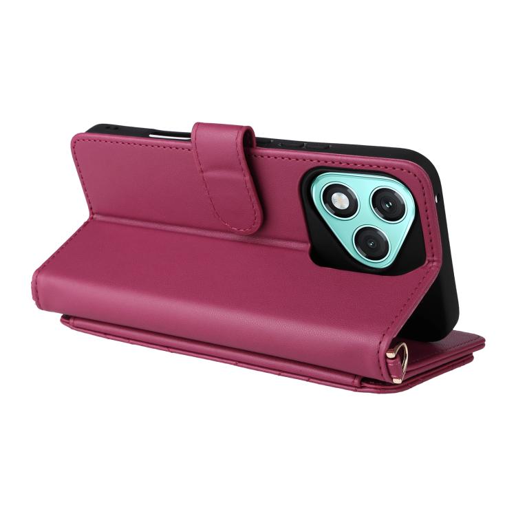 For Honor 400 Lite Global Multifunctional 6-Card Slots Leather Phone Case with Wrist Strap