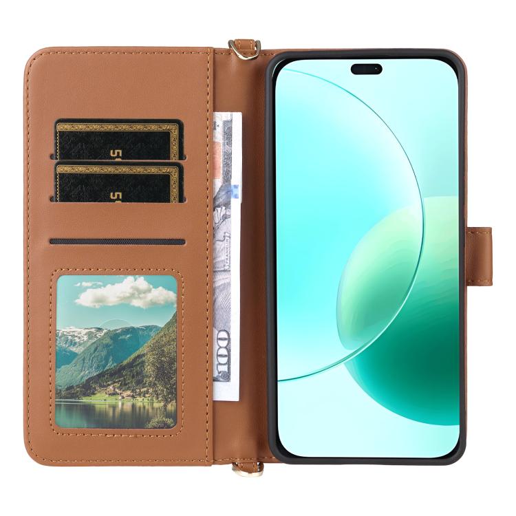 For Honor 400 Lite Global Multifunctional 6-Card Slots Leather Phone Case with Wrist Strap
