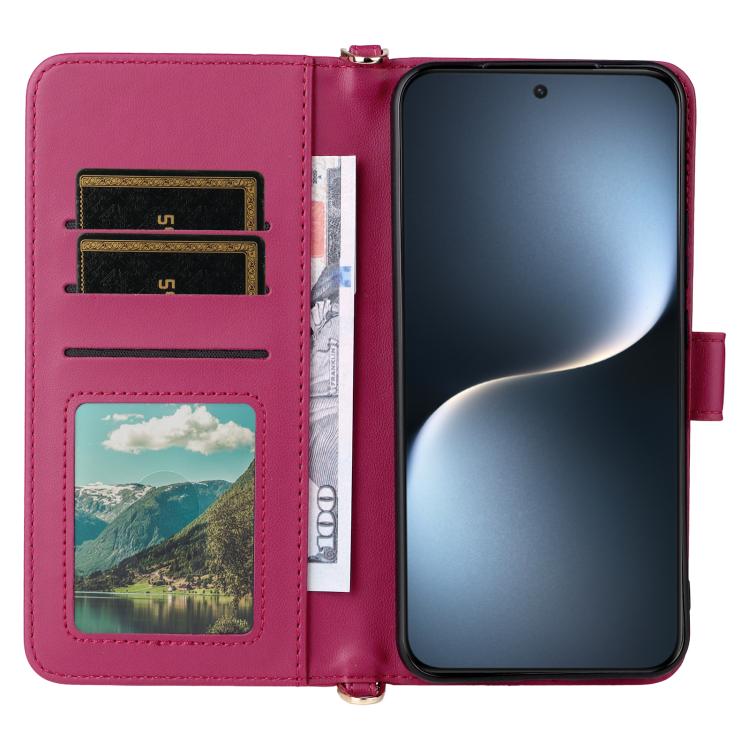 For Honor Magic7 5G Multifunctional 6-Card Slots Leather Phone Case with Wrist Strap