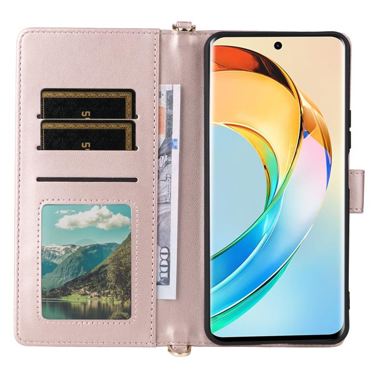 For Honor X60 5G / X9c Smart Multifunctional 6-Card Slots Leather Phone Case with Wrist Strap