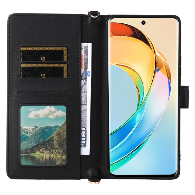 For Honor X60 5G / X9c Smart Multifunctional 6-Card Slots Leather Phone Case with Wrist Strap