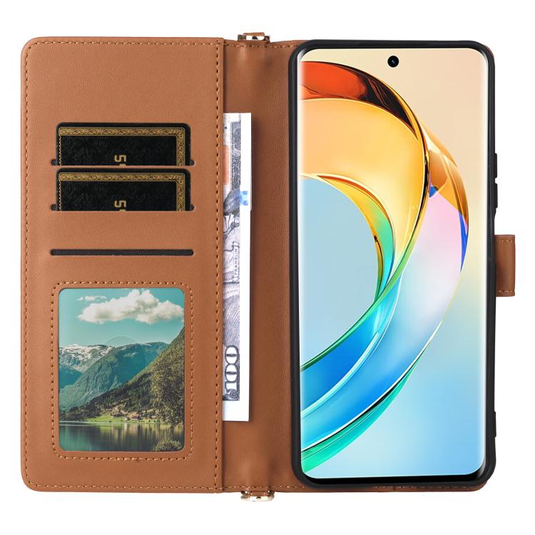 For Honor X60 5G / X9c Smart Multifunctional 6-Card Slots Leather Phone Case with Wrist Strap