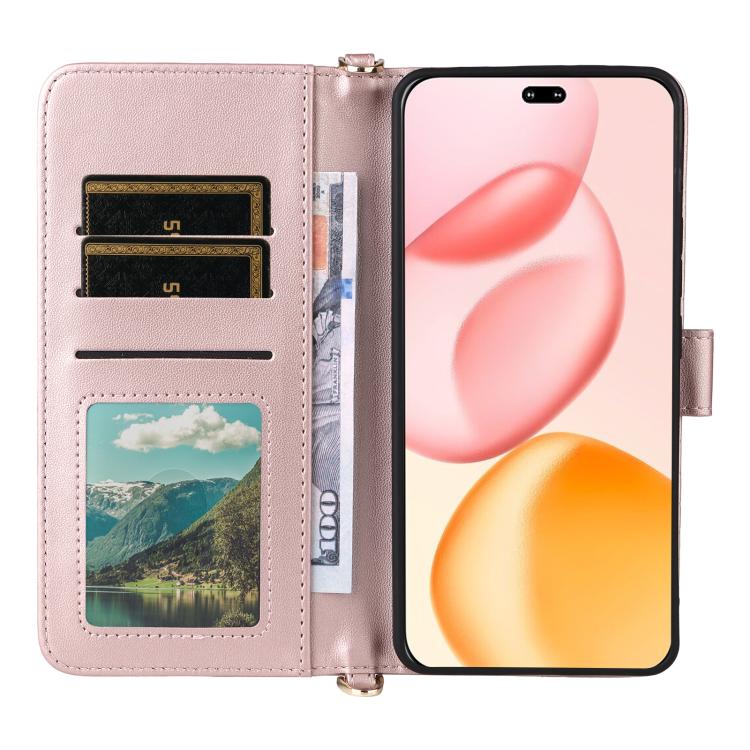 For Honor 400 Pro Global 160.8mm Multifunctional 6-Card Slots Leather Phone Case with Wrist Strap