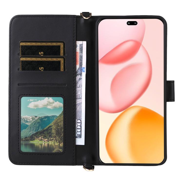 For Honor 400 Pro Global 160.8mm Multifunctional 6-Card Slots Leather Phone Case with Wrist Strap