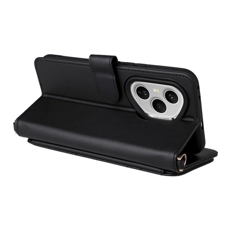 For Honor 400 Pro Global 160.8mm Multifunctional 6-Card Slots Leather Phone Case with Wrist Strap