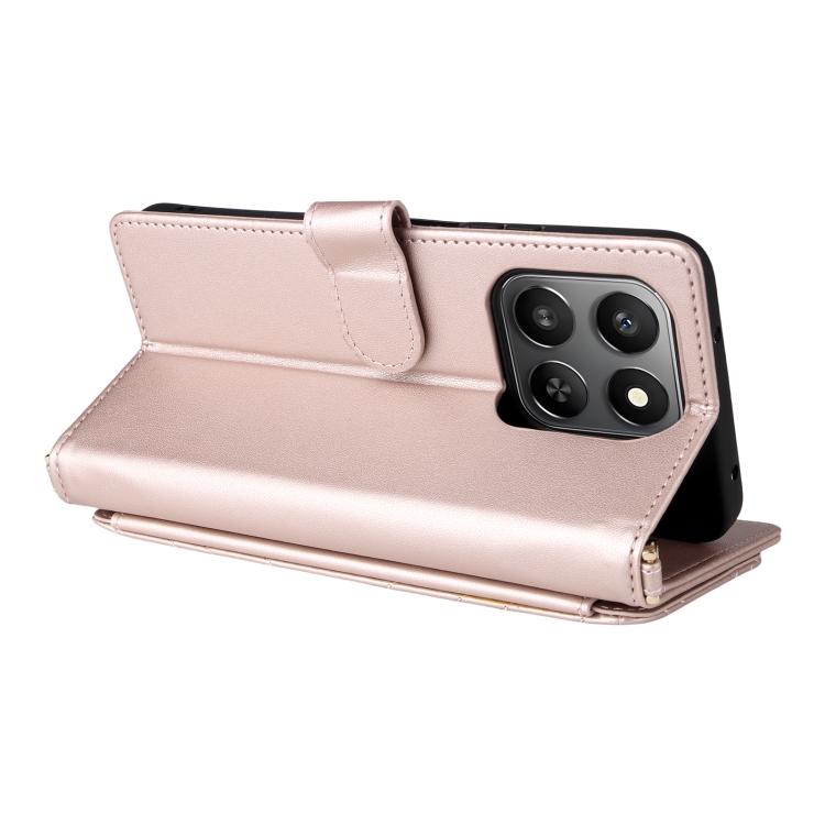 For Honor 400 Smart 5G Multifunctional 6-Card Slots Leather Phone Case with Wrist Strap