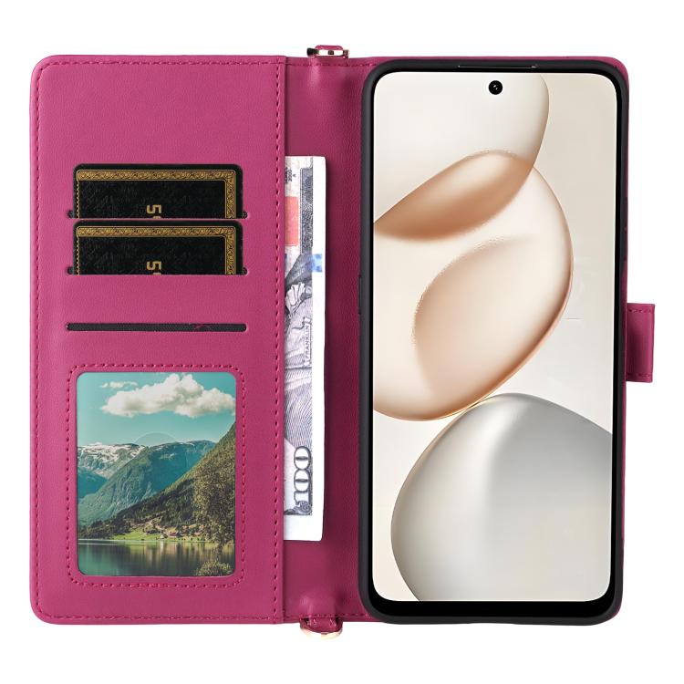 For Honor 400 Smart 5G Multifunctional 6-Card Slots Leather Phone Case with Wrist Strap