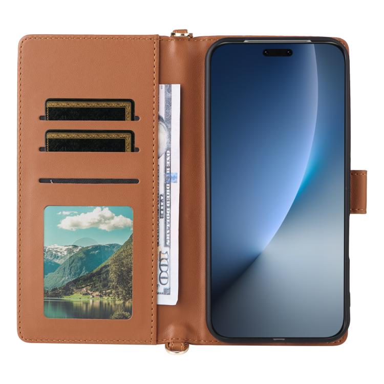 For Honor Magic8 Pro Multifunctional 6-Card Slots Leather Phone Case with Wrist Strap