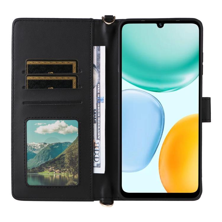 For Honor X5c Plus / X5c 4G Multifunctional 6-Card Slots Leather Phone Case with Wrist Strap
