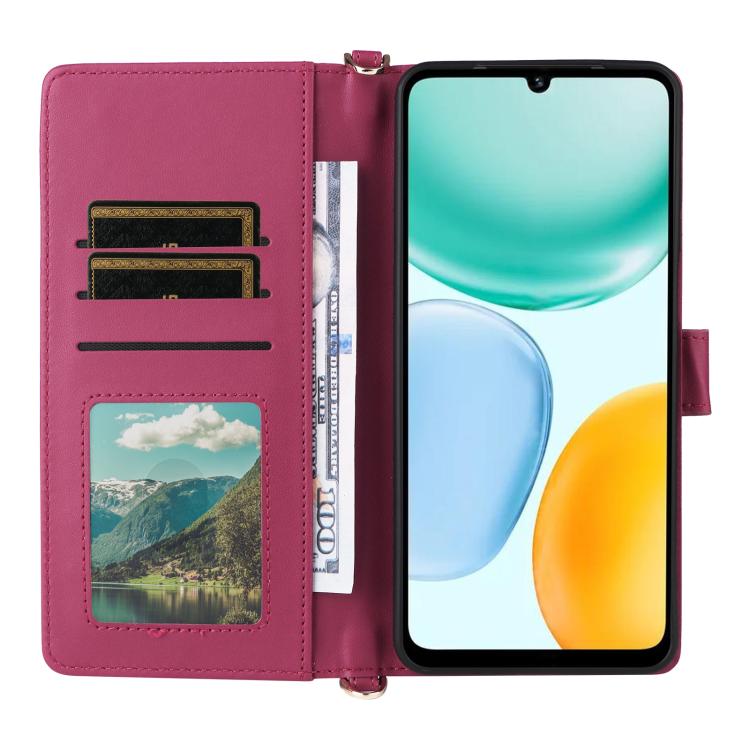 For Honor X5c Plus / X5c 4G Multifunctional 6-Card Slots Leather Phone Case with Wrist Strap