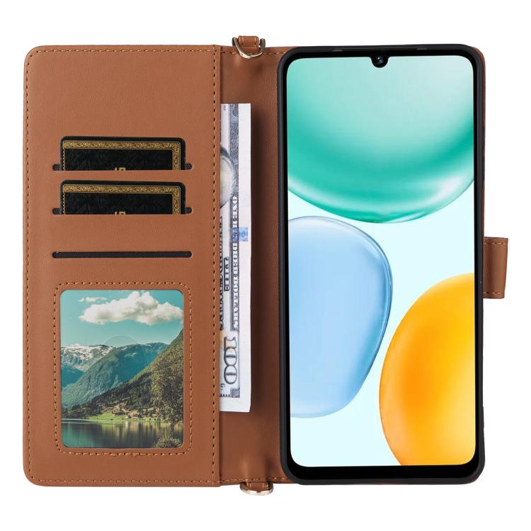 For Honor X5c Plus / X5c 4G Multifunctional 6-Card Slots Leather Phone Case with Wrist Strap