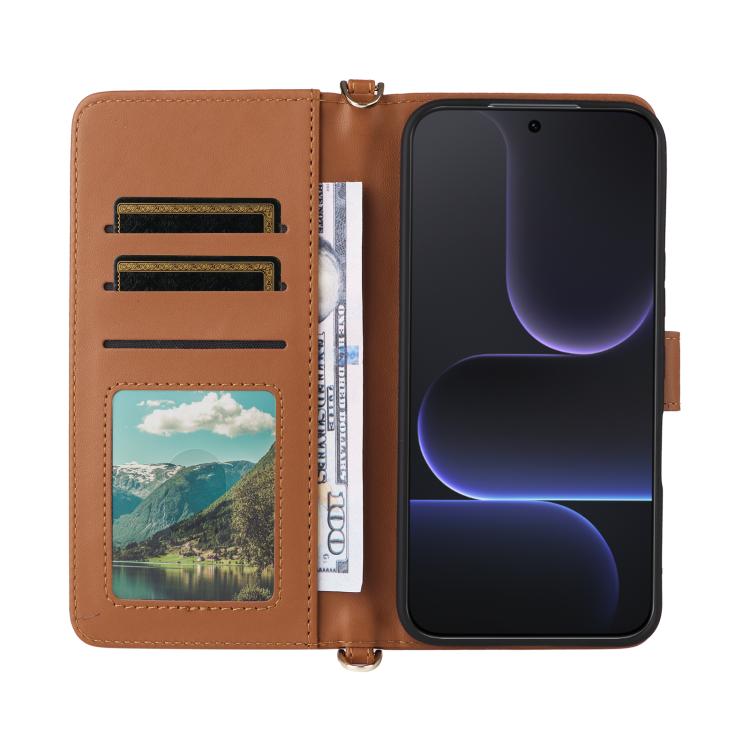 For Honor 500 / 500 Pro Global 155.8mm Multifunctional 6-Card Slots Leather Phone Case with Wrist Strap