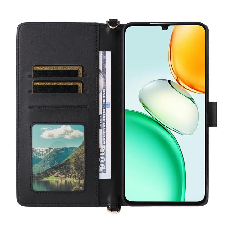 For Honor Play10 4G Multifunctional 6-Card Slots Leather Phone Case with Wrist Strap