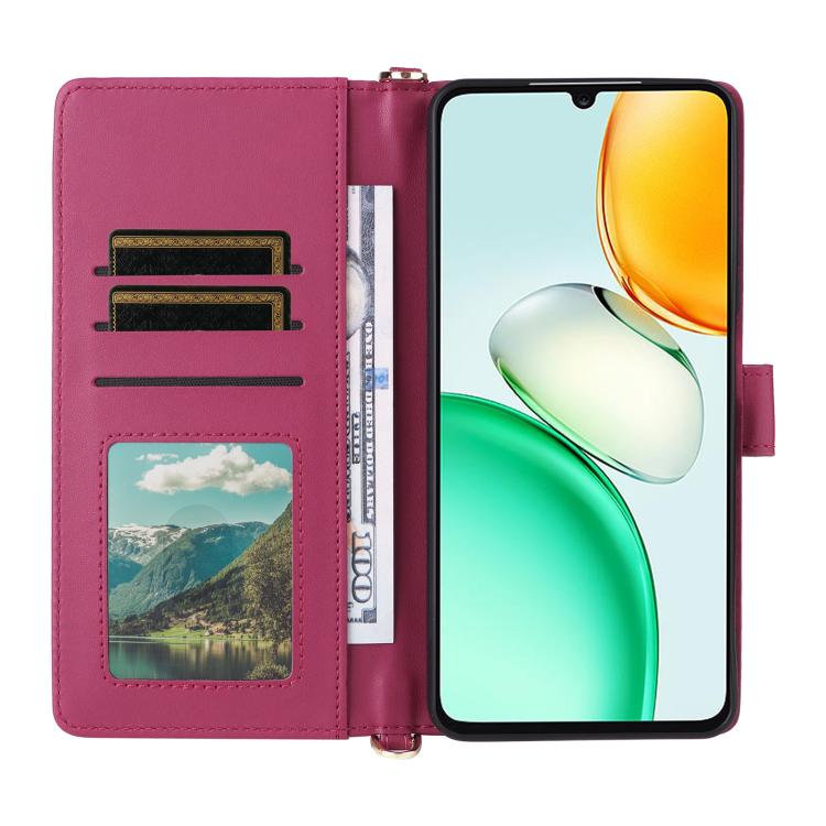 For Honor Play10 4G Multifunctional 6-Card Slots Leather Phone Case with Wrist Strap