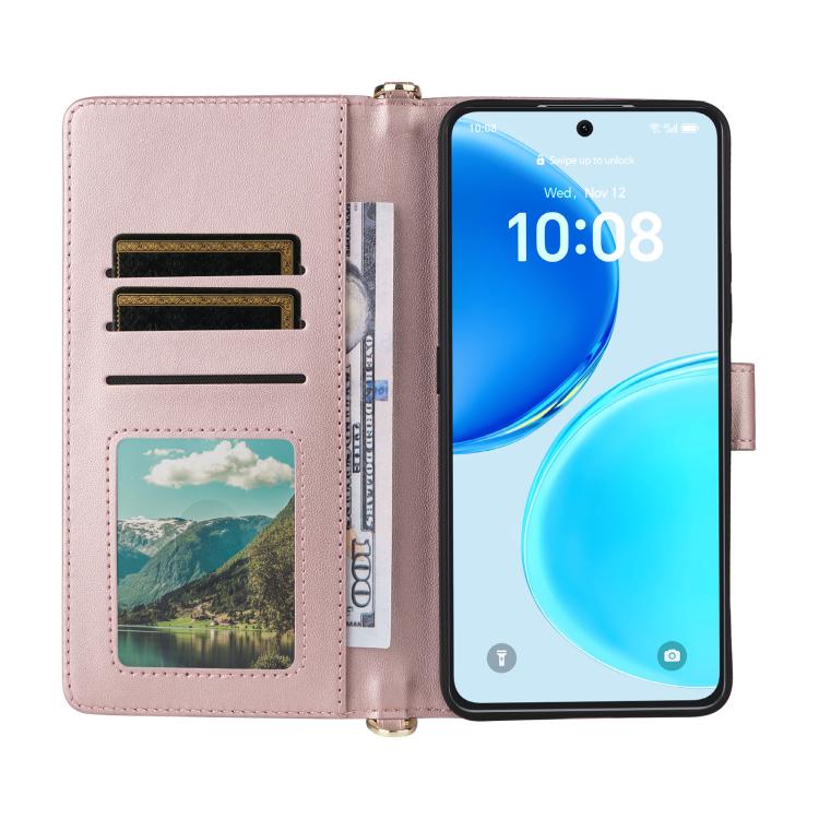 For Honor X8d 4G Multifunctional 6-Card Slots Leather Phone Case with Wrist Strap
