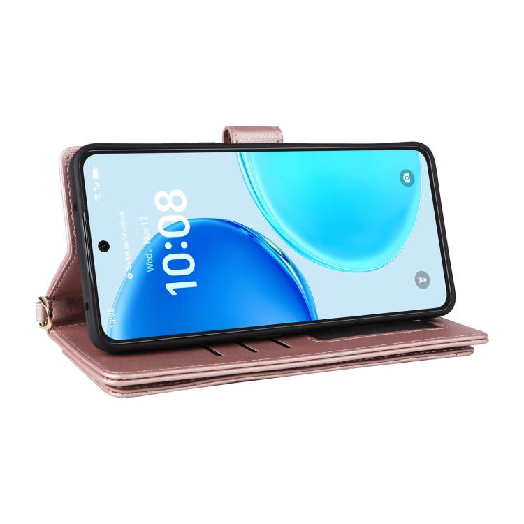 For Honor X8d 4G Multifunctional 6-Card Slots Leather Phone Case with Wrist Strap
