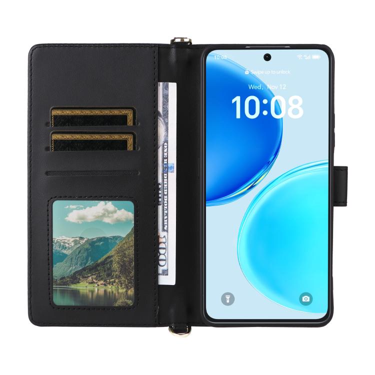 For Honor X8d 4G Multifunctional 6-Card Slots Leather Phone Case with Wrist Strap