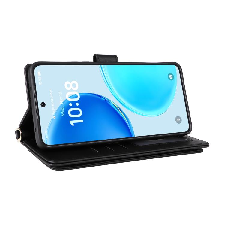 For Honor X8d 4G Multifunctional 6-Card Slots Leather Phone Case with Wrist Strap