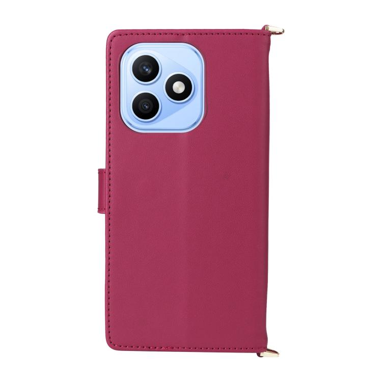 For Honor X8d 4G Multifunctional 6-Card Slots Leather Phone Case with Wrist Strap