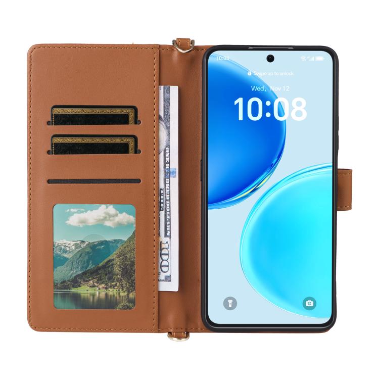 For Honor X8d 4G Multifunctional 6-Card Slots Leather Phone Case with Wrist Strap