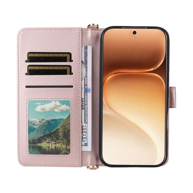 For Honor 600 / 600 Pro Global Multifunctional 6-Card Slots Leather Phone Case with Wrist Strap