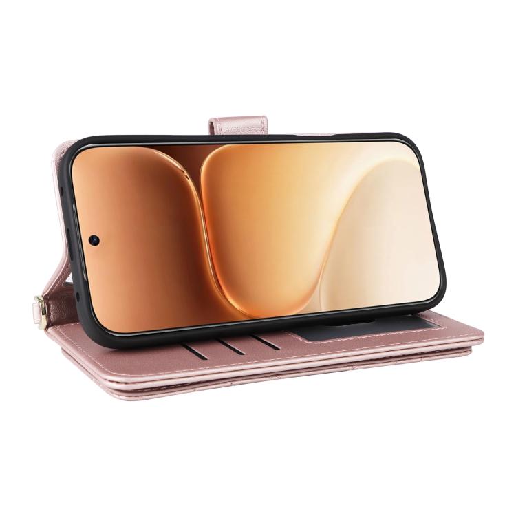 For Honor 600 / 600 Pro Global Multifunctional 6-Card Slots Leather Phone Case with Wrist Strap