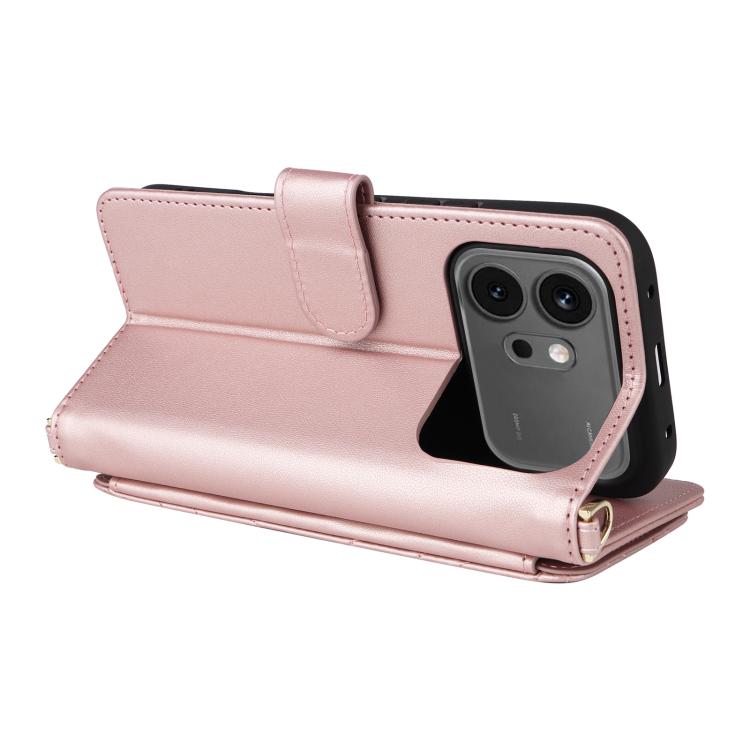 For Honor 600 / 600 Pro Global Multifunctional 6-Card Slots Leather Phone Case with Wrist Strap
