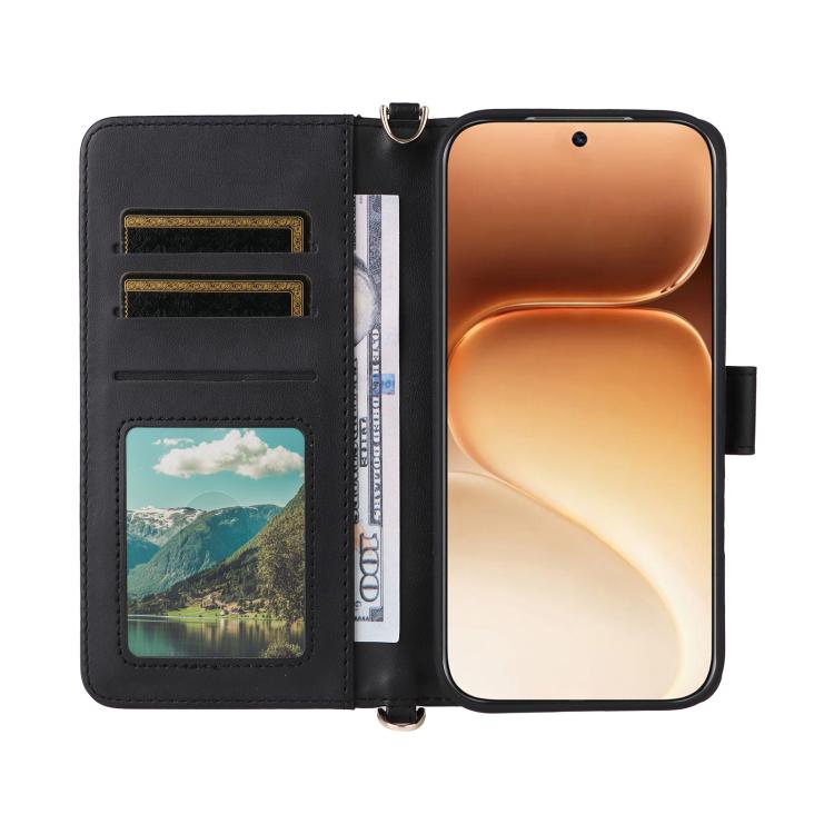 For Honor 600 / 600 Pro Global Multifunctional 6-Card Slots Leather Phone Case with Wrist Strap