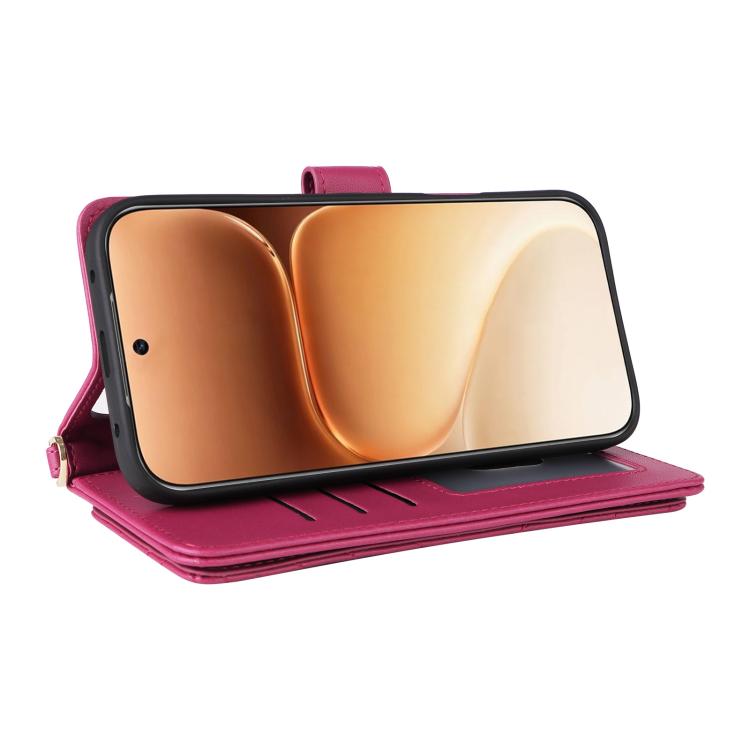 For Honor 600 / 600 Pro Global Multifunctional 6-Card Slots Leather Phone Case with Wrist Strap